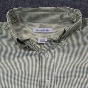 Brooks Brothers Button Down Shirt Green Gingham Check Long Sleeve 18 34 35